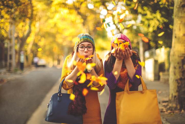 Young women are having fun in the city – autumn mood Young women are having fun in the city - autumn mood