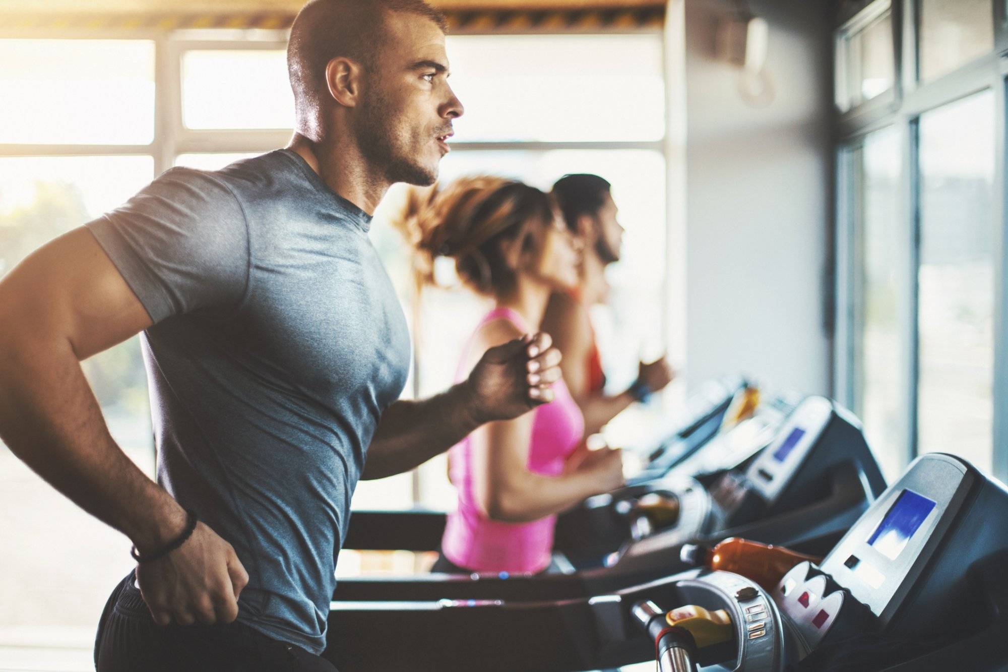 Treadmill workout. Treadmill workout.